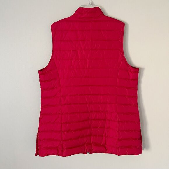 J. Jill Size L Red Down Filled Full Zip Quilted Vest Side Buttons - Picture 5 of 6